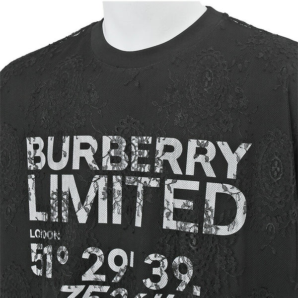 バーバリー BURBERRY レース オーバーレイコーディネートプリント コットンTシャツ 8042696-A1189 BLACK
